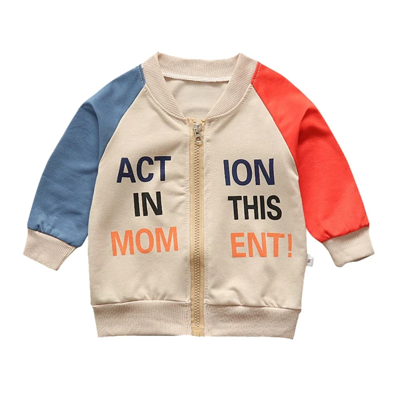 incredible  Winter Baby Clothes Casual Alphabet Cotton Pattern Zipper Patchwork Color Outfits Outerwear Jacket