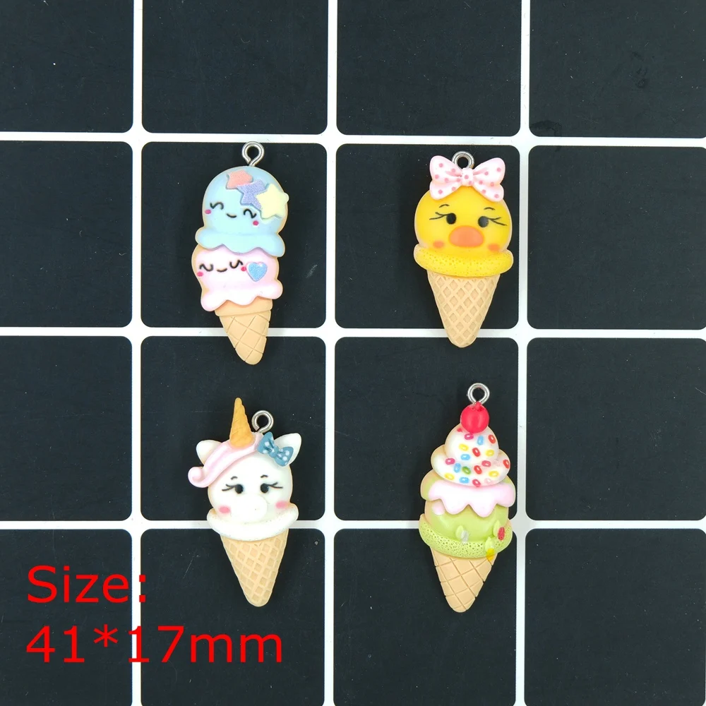 

Resin Ice cream Charms Pendants for bracelets necklace earring key chain DIY decoration Jewelry Making flat back cabochon