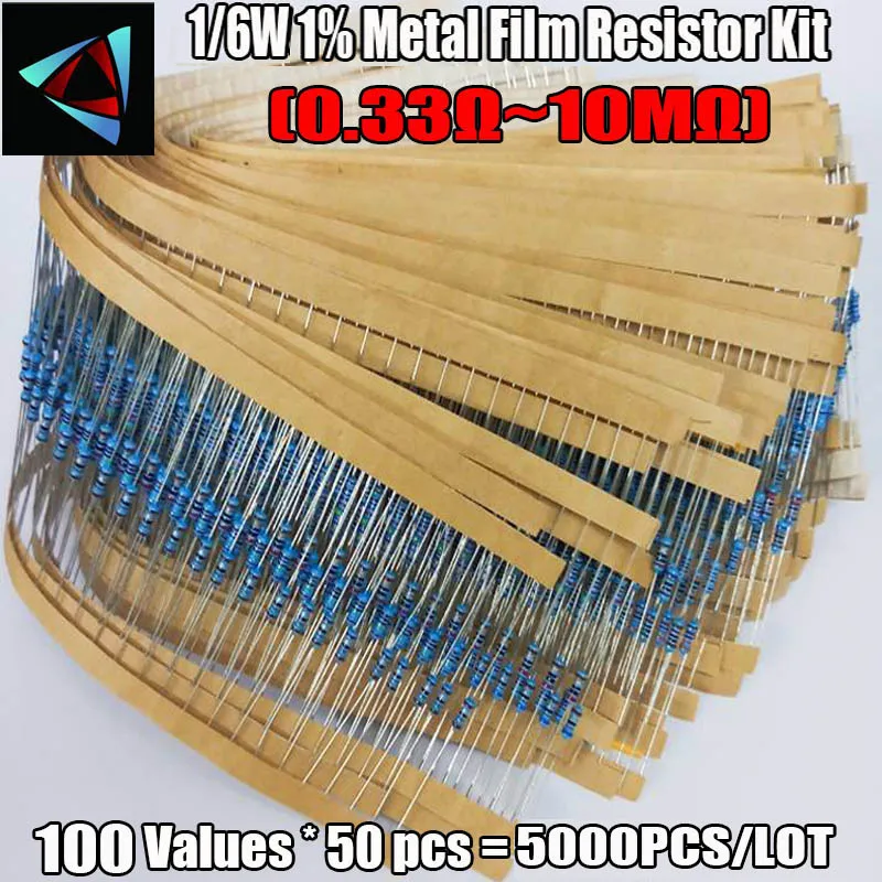 1/6W 1% 1R ~ 10M Ом 5000 ценностей 50 шт. = металлической пленки|kit resistor|resistor packmetal film resistor |