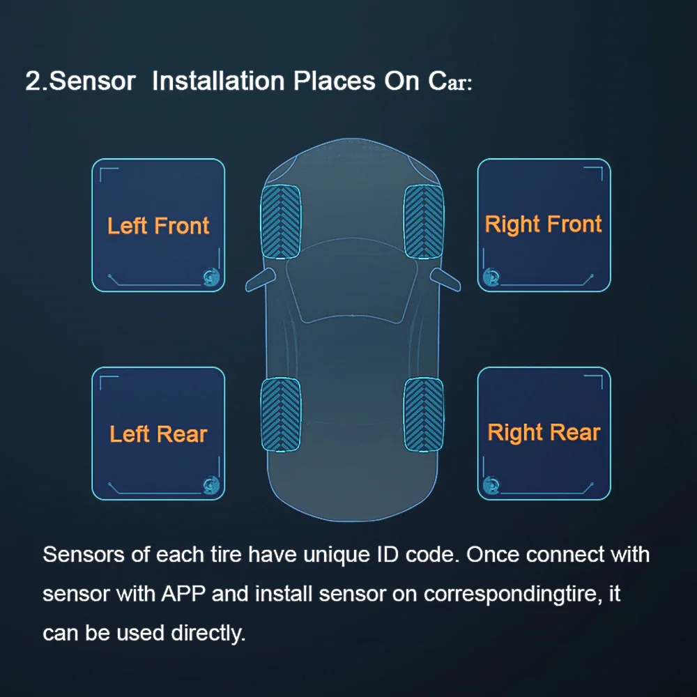 New TPMS Bluetooth 5.0 Tire Pressure Monitor System 4 Internal/External Sensor Works Android/iOS Mobile Phone APP Display car alarms for sale