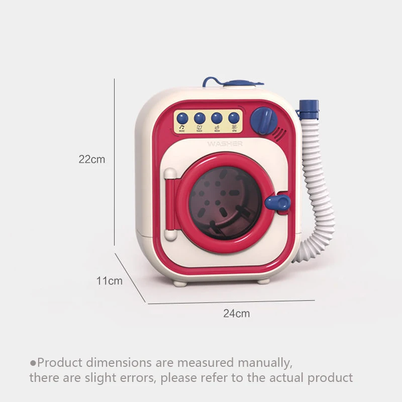 Children Washing Machine Toy Set Pretend Home Cleaning Simulation Washing Machine Mini Drum Rotate Kinetic Energy with Water 5