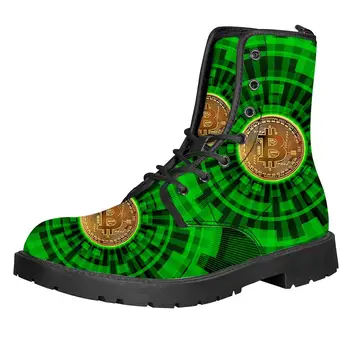 

Custom Image / LOGO bitcoin Print Women Martin Boot Winter Warm Shoes Female Motorcycle Ankle Snow Boots For Woman Botas mujer