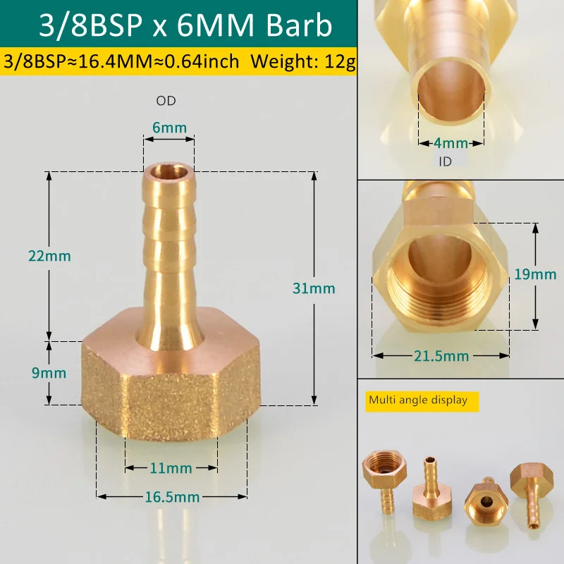 Tuyau en laiton Raccord Hose Barb Tail - Bsp Male Connector Joint