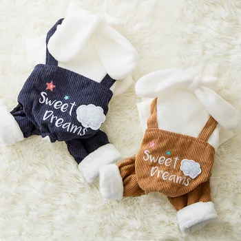 

Super Warm Dog Clothes for Autumn and Winter Four Legs Cotton Fleece Thickened Letters Printing Quilted Dog Coats for Small Dogs