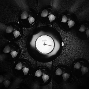 

2019 Ladies gift a little black watch Enmex simple design steel brief face black plating quartz fashion wristwatch