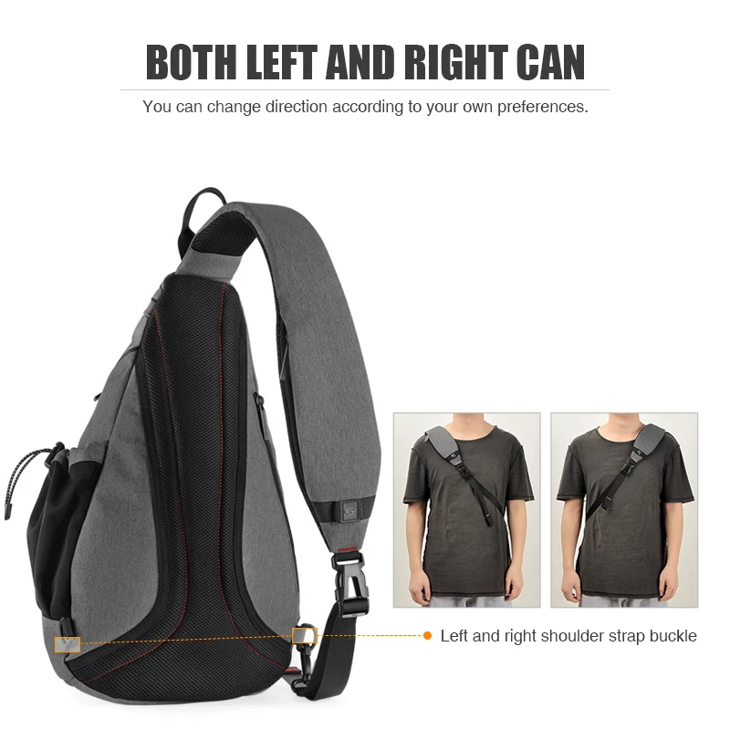Mixi-mochila de un hombro para hombre y mujer, bolso cruzado con USB, para deportes de ciclismo, de viaje, versátil, a la moda, para estudiantes y escuela - Imagen 3