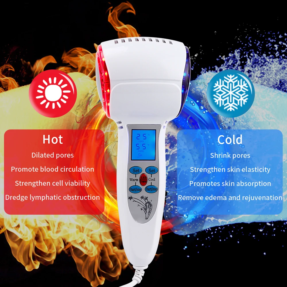  Hot Cold Hammer Face Care Device Cryotherapy Blue Photon Acne Treatment Lifting Rejuvenation Facial