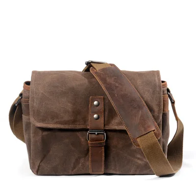 

New outdoor camera bag waterproof and oil-proof wax canvas camera bag micro shoulder bag LJBE