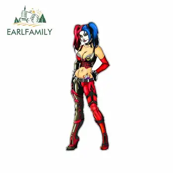 

EARLFAMILY 13cm x 4.7cm For HARLEY QUINN Car Door Stickers Vinyl Material Decal Occlusion Scratch Repair Sticker Decoration