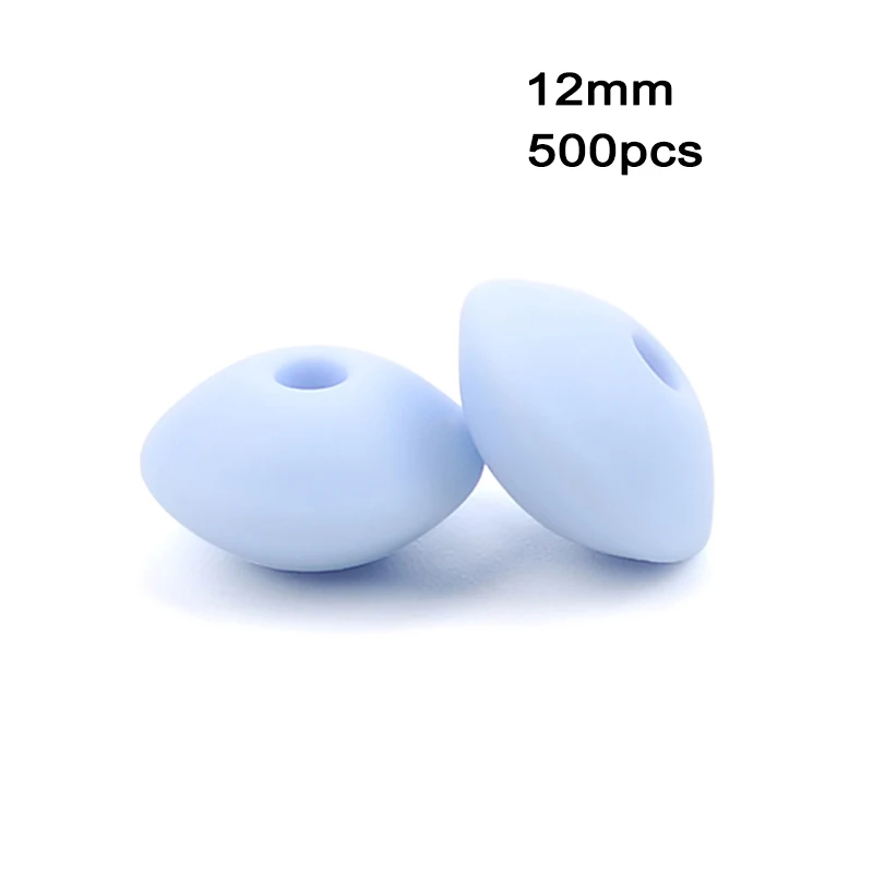 Pastel blue LOFCA, 12 мм, 500 шт./лот, силиконовая чечевица, круглые бусины, Прорезыватель для зубов, детский прорезыватель, жевательный, BPA бесплатно, сделай сам, цепочка для соски, пищевой силикон - Цвет: Pastel blue