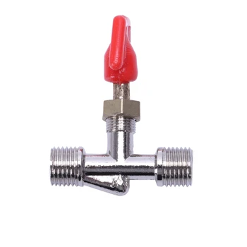 

New 15/32" Male to Male Thread Inline Manual Valve for Air Compressor Red+Silver