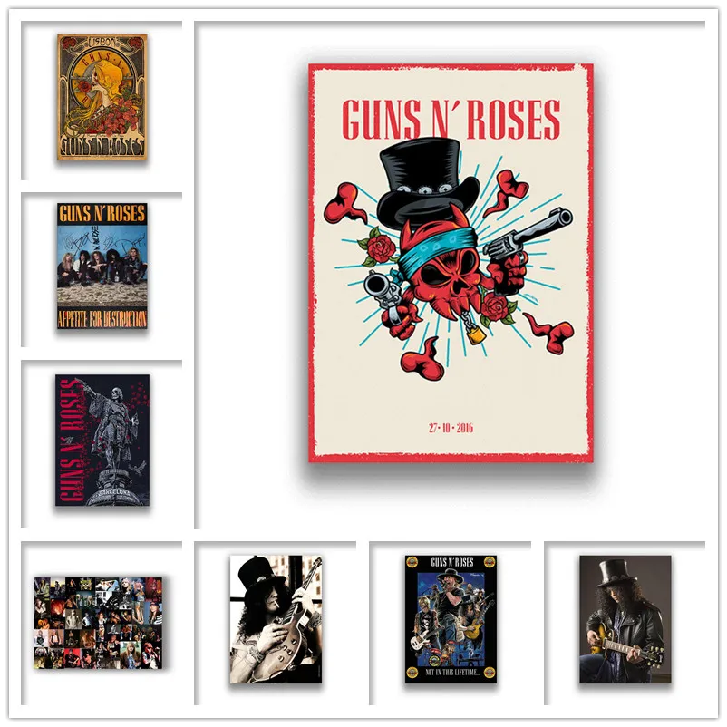 Настенные наклейки Guns n' Roses бумага с белым покрытием принты четкое изображение