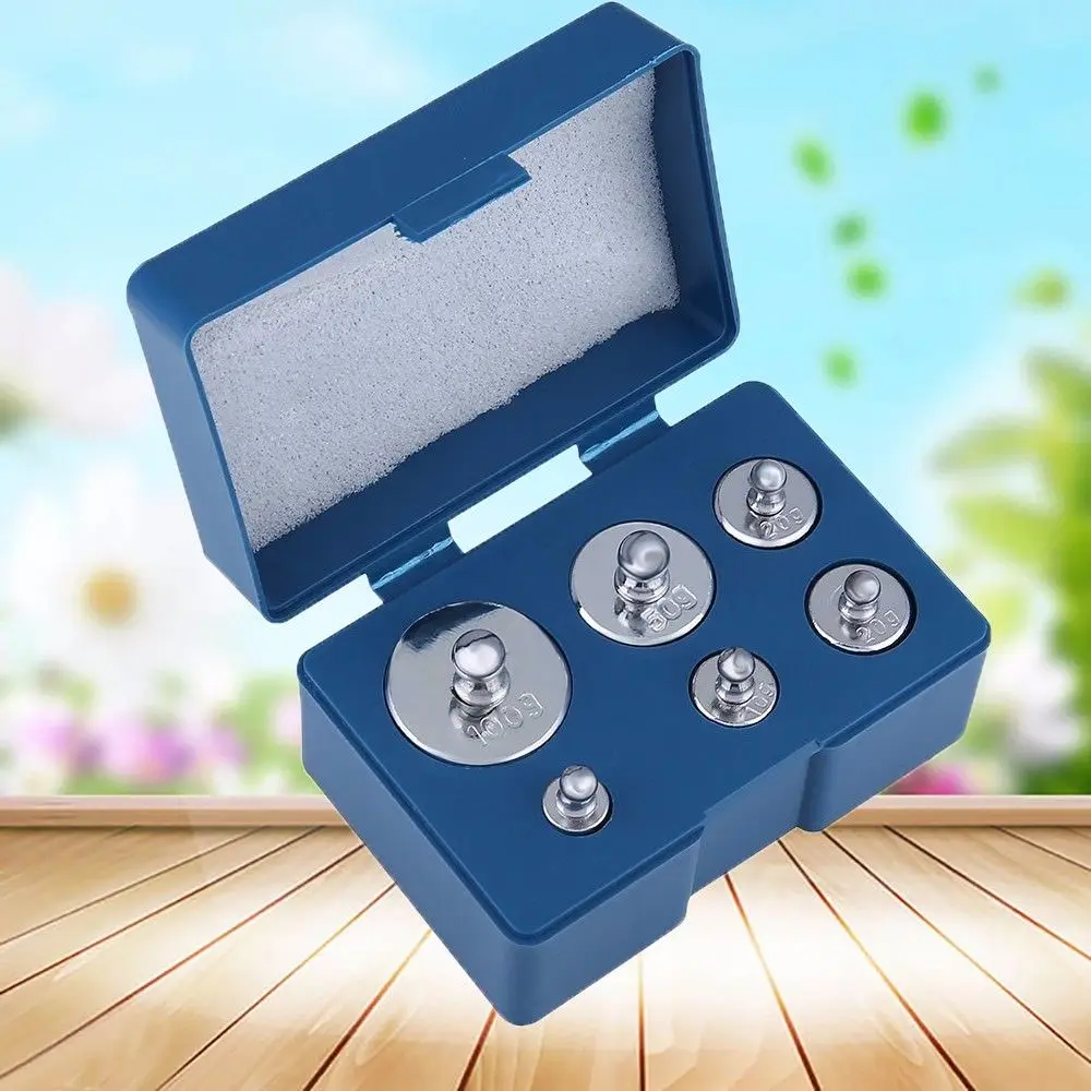

6Pcs/Set of 205g Chrome Calibration Weight for Digital Scale 5g 10g 20g 50g 100g Grams Precision Calibration Set for Balance
