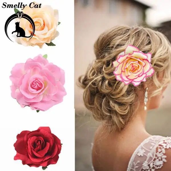 

Smelly Cat 1 Pcs Fashion New Multicolor Metal Clip Rose Flower Bridal Hair Clip