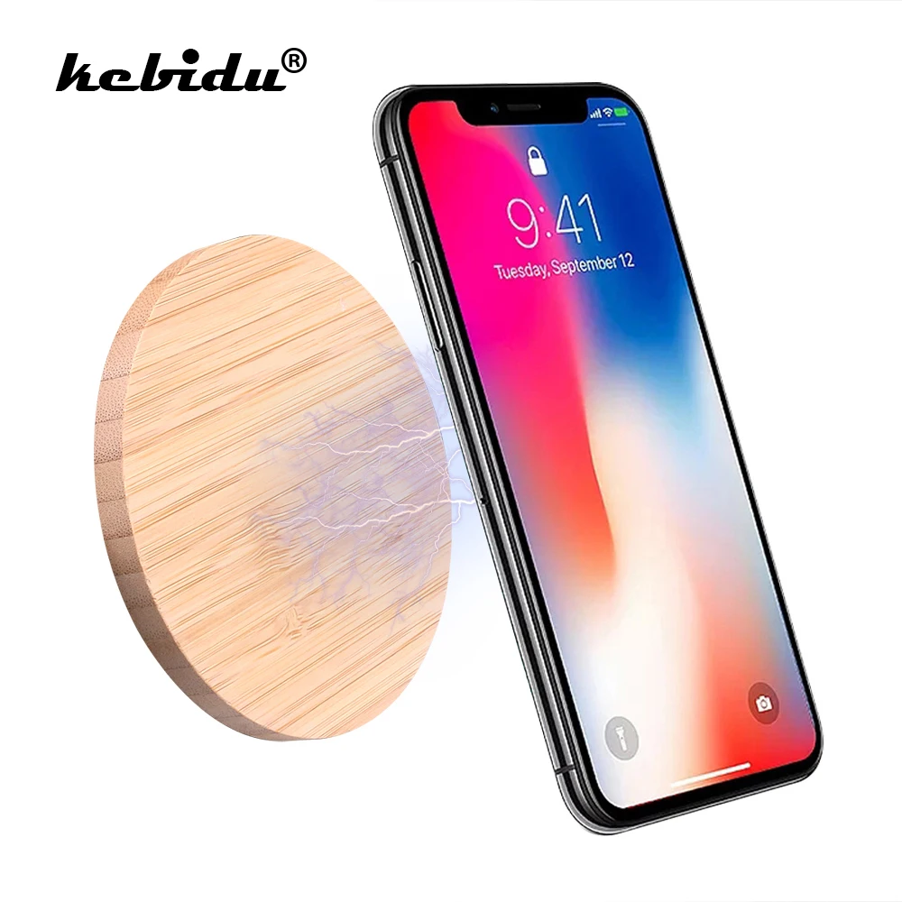 5 Вт деревянное портативное беспроводное зарядное устройство Qi для iPhone X/XS Max XR 7 8