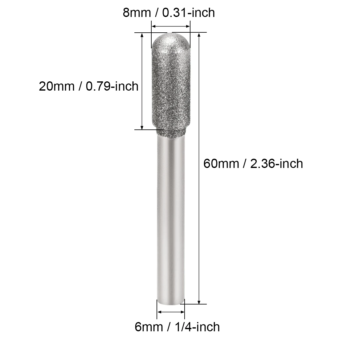 uxcell Diamond Burrs for Carving Rotary Tool 1/4-Inch Shank 6mm Pointed 150 Grit 10 Pcs Cylindrical Nose8mm | Инструменты