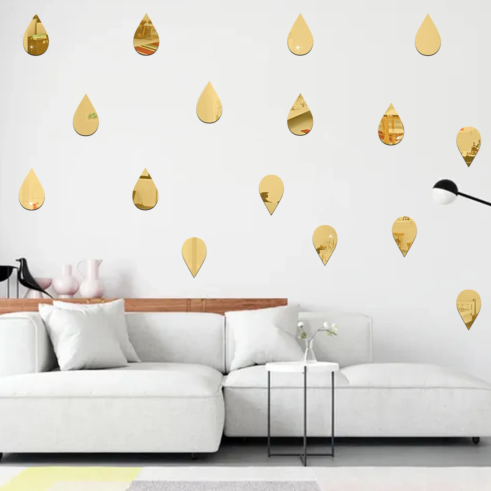 3D Water Droplets Shape Mirror Wall Sticker Decal Living Room Home Decor Art DIY Raindrope 22pcs Vinyl Wallpaper Removable