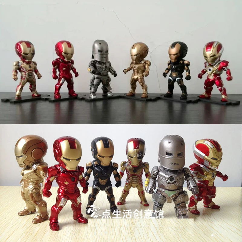 6 стилей подвижный без светильник Железный человек фигурка Marvel Мстители 4 модели
