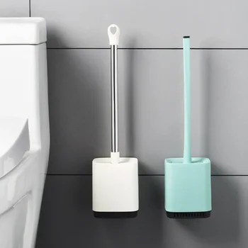 

Toilet Brush Long Handle Soft Hair Toilet Cleaning Brush Set Silicone No Dead Angle Wall Hanging Hole-Free Toilet Cleaning Brush