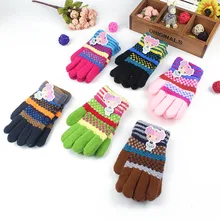 Стиль Зимние Детские искусственный кашемир полный палец перчатки теплые Молодежные студенческие вязаные шерстяные перчатки Производители оптом