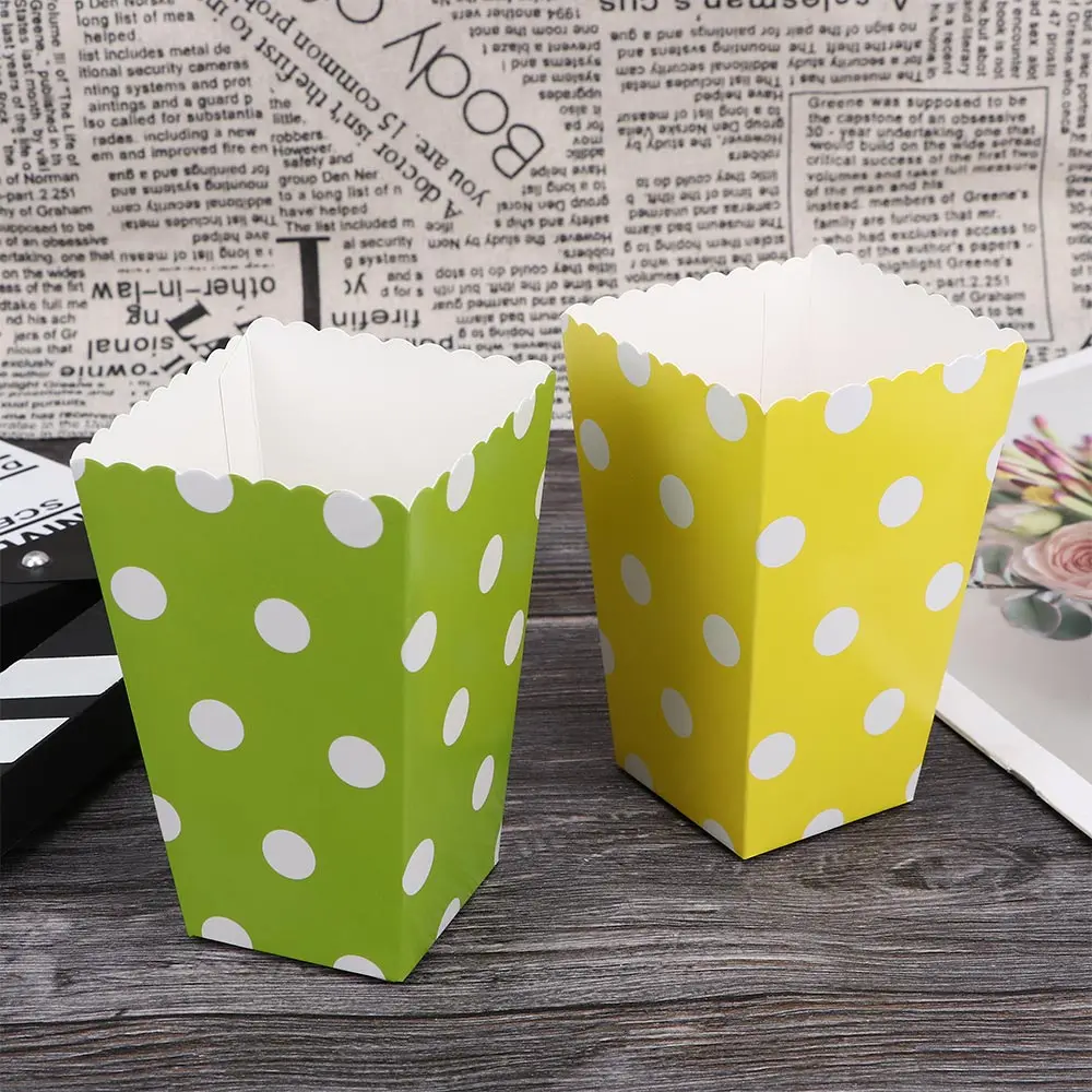 

6Pcs/lot Pot Pattern Folding Candy Popcorn Boxes Birthday Party Wedding Candy Sanck Favor Paper Bags Wedding Gift Bags