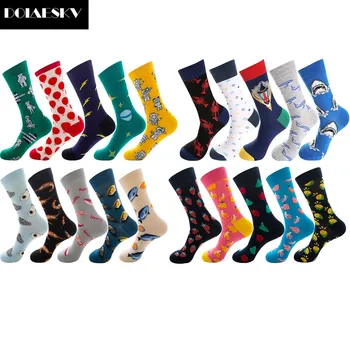 

DOIAESKV Mens Happy Socks 20 Colors Sea Food Fruits Planet Funny Socks Novelty Men Combed Cotton Calcetines Largos Hombre