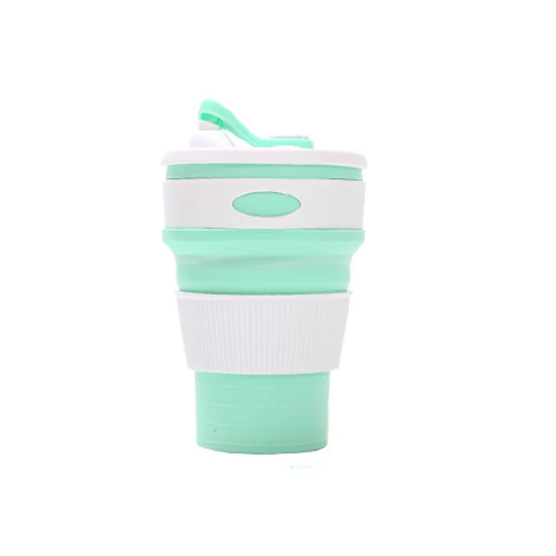 Складная силиконовая чашка портативные телескопические уличные упражнения питьевые очки экологически чистые и многоразовые бутылки для воды - Цвет: Green folding cup