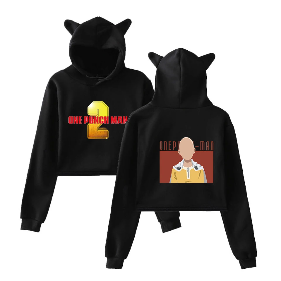 One Punch Man Season 2 protagonist Saitama 2D print fashion trend sala Cat Crop Top Women Hoodies Sweatshirt Sexy hot clothes
