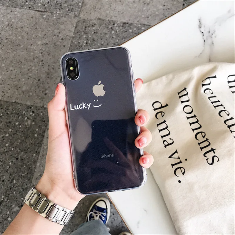 Japan Simple letters express instant smile cute Phone case for coque iPhone 7 7 Plus 6 6s 8 Plus X XR xs max case silicone cover