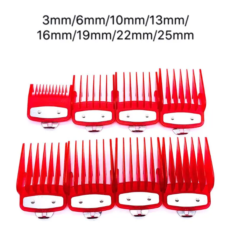 Red 8 pcs 8/10 шт. парикмахерской укладки направляющий гребень Push Up комплект нижнего белья машинка для стрижки волос предел гребень 19QE - Цвет: Red 8 pcs