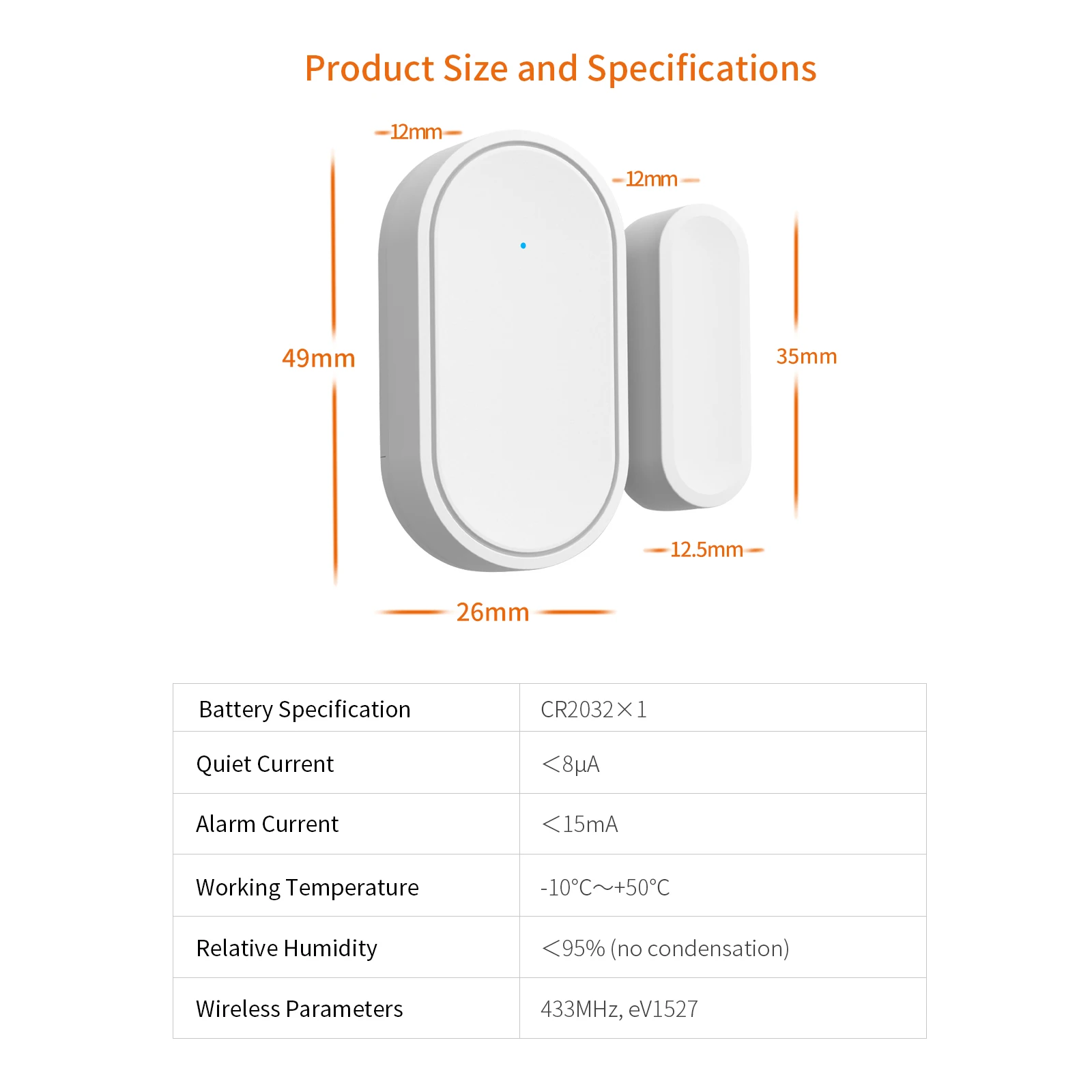 Staniot DS030 Tuya 433mhz Alarm Accessories Smart Remote Control Wireless Door and Window Alarm Sensor Door Open/Closed Detecors