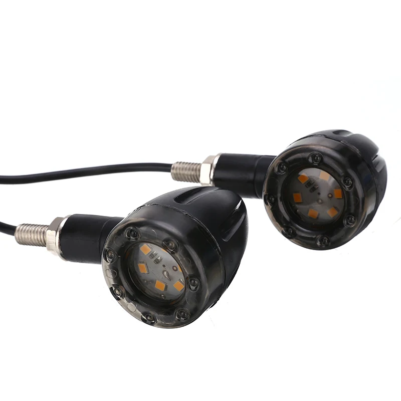 4 Pcs Universal Motorcycle Bullet Turn Signal Tail Brake Light 6 LED Indicator Amber Lamp For Harley Chopper Cruiser DC 12V