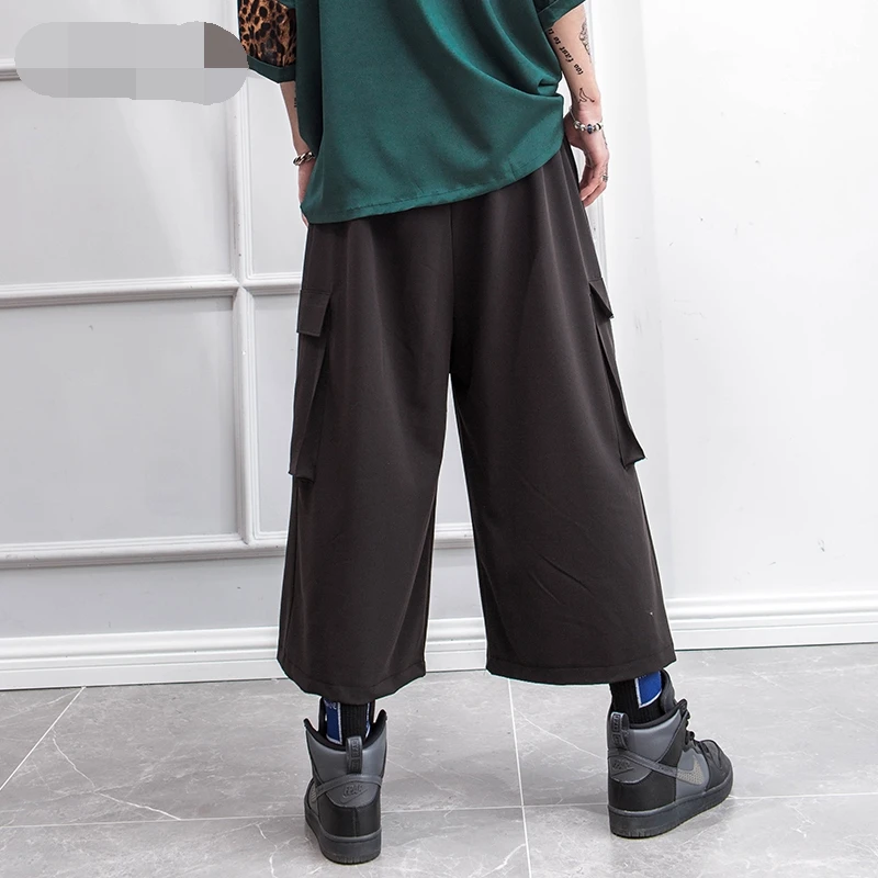 Men's pants spring/summer casual baggy pants cargo pants men's flared pants culottes black Yamamoto style