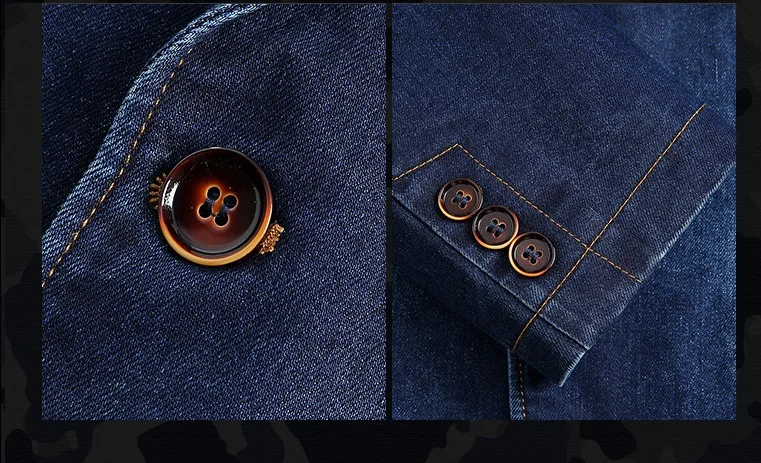 Men Denim Blazer Suit Jacket Single Breasted Pocket Casual Blouse Autumn Male Outwear Slim Man Cowboy Blazer Masculino men denim suit jacket
