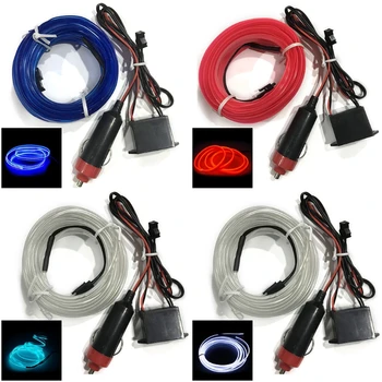 

5m Car Interior Lighting Auto LED Strip EL Wire Rope Auto Atmosphere Decorative Lamp Flexible Tube