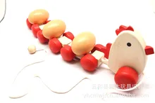Brinquedos de madeira | modelo educacional galinha arrastar ovo | fazer cena adereços para | crianças brincar casa brinquedo do bebê(China)