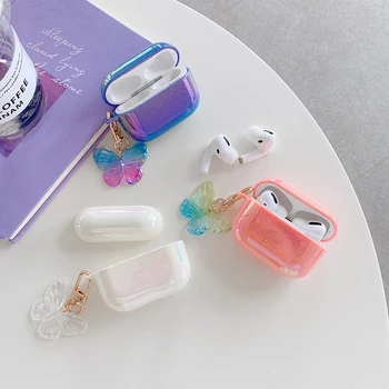 

Laser Colorful raindrops cases for iPhone Airpods Pro 1 2 3 Pro cover Butterfly pendant Wireless Earphone Charging Box case bag