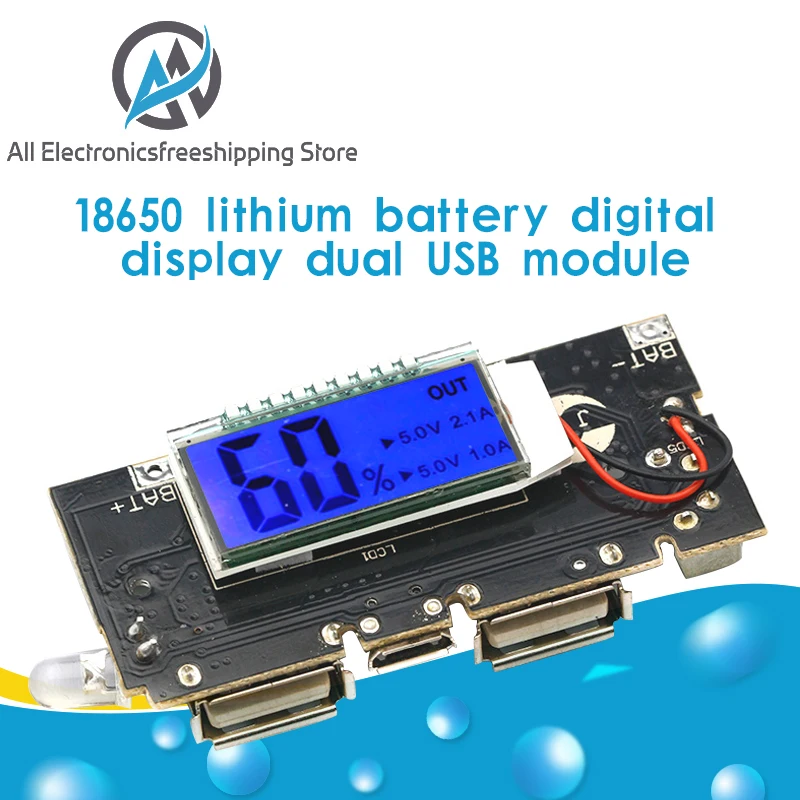 Автоматическая защита! Двойной USB 5V 1A 2.1A Мобильный Внешний аккумулятор 18650