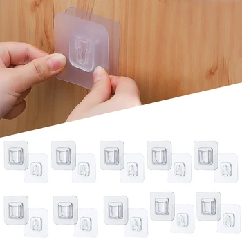 

Wall Hooks Double-Sided Adhesive Multi-Purpose Hooks For Kitchen Bathroom Living Room Wall Mounted Adhesive Storage Hooks