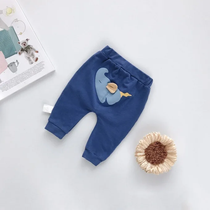 Mini Babe City/детская одежда; сезон осень; повседневные брюки для детей с изображением слона; брюки для малышей; модные детские штаны для кормления