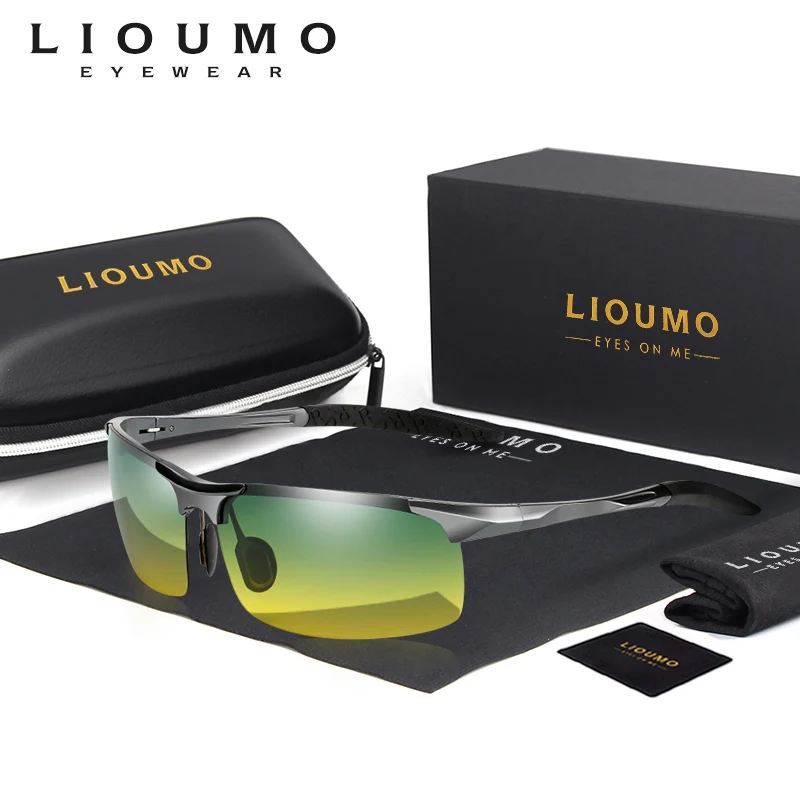 

LIOUMO Aluminum Magnesium Sunglasses Men Polarized Day Night Vision Driving Sunglasses Women UV400 Eyewear lentes de sol