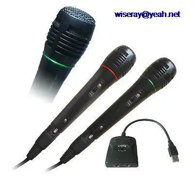 

DHL/EMS 5pcs 5in1 Wired 2 Metal Microphone USB TO 6.35mm For PS2/PS3/Wii/Xbox 360/PC Rock Ban-A8