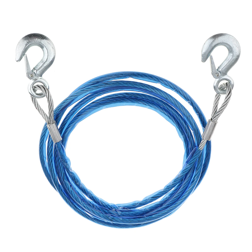 5Ton 4M Tow Car Rope Heavy Duty Pull Steel Wire Van Metal Road Recovery Hook