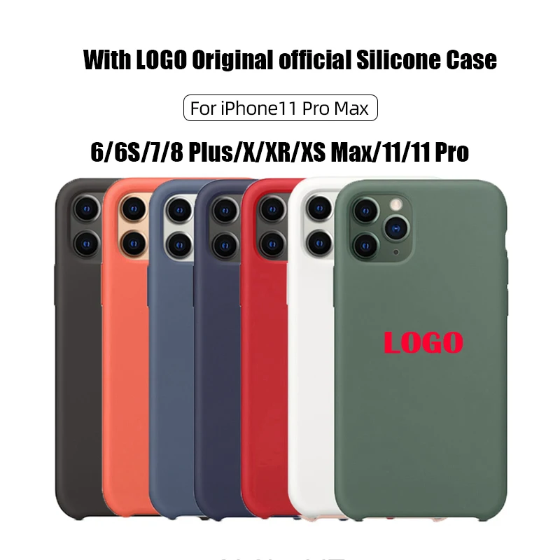 With LOGO Original official Silicone Case For iphone 7 8 6 6S Plus 2020 SE X XS MAX XR 11Pro 11 Pro Max Phone Case Cover With LOGO Original official Silicone Case For iphone 7 8 6 6S Plus 2020 SE X XS MAX XR 11Pro 11 Pro Max Phone Case Cover