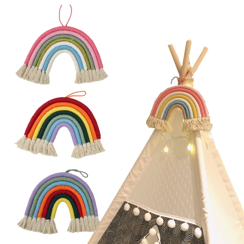 Tapestry Dorm-Decor Nursey Wall-Decoration Rainbow Baby Kid Mount Hanging Macrame Boho