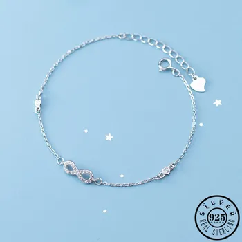 

925 Sterling Silver Luxury Cubic Zirconia Infinity Love Infinite Bracelet Statement Charm Bracelets Fine Jewelry Gifts for Women
