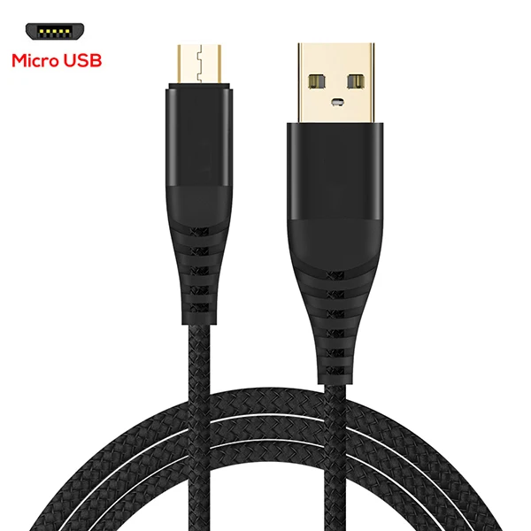 Black for Micro Usb Micro USB Cable Nylon Braid Data Cable For Samsung Galaxy S7 edge S6 J4 J5 J6 J7 Xiaomi Redmi Note 5 4 Huawei Android USB Cord - Цвет: Black for Micro Usb