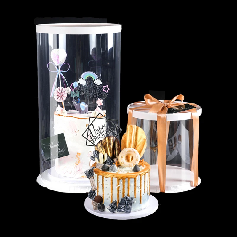 Круглая коробка для выпечки прозрачная упаковка хранения пластиковечерние тов