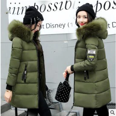KULAZOPPER/Лидер продаж, брендовая зимняя куртка «Прака» для женщин, новинка года, с капюшоном, толстый большой меховой воротник, длинные пуховые хлопковые пальто, верхняя одежда для женщин, LK040 - Цвет: Army Green