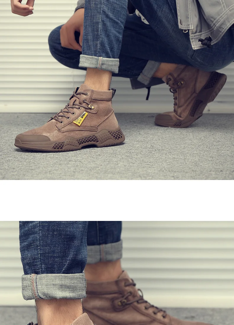 Ботинки martin; мужская обувь с высоким голенищем; сезон осень; коллекция года; зимняя спортивная обувь; кожаная обувь; Zhongbang; обувь для бега; износостойкая